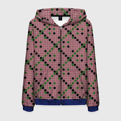 Мужская толстовка на молнии Коричневая с черным и зеленым плитка