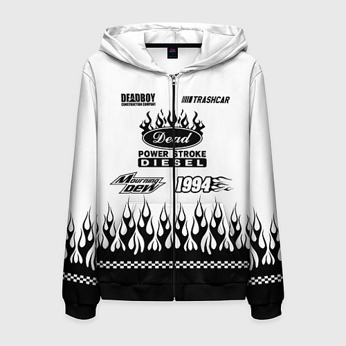 Мужская толстовка на молнии Dead white - Bones / 3D-Черный – фото 1