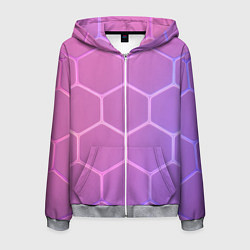 Мужская толстовка на молнии Розовые неоновые соты