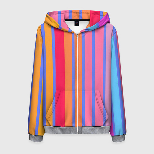 Мужская толстовка на молнии Теплые цветные полосы / 3D-Меланж – фото 1