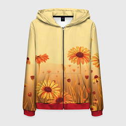 Мужская толстовка на молнии Цветы на закате