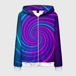 Толстовка 3D на молнии мужская Сине-фиолетовая спираль, цвет: 3D-белый