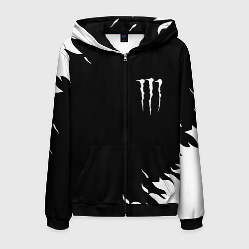 Мужская толстовка на молнии Monster energy fire white / 3D-Черный – фото 1