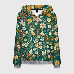 Толстовка 3D на молнии мужская Нежный цветочный паттерн, цвет: 3D-меланж