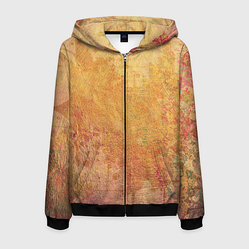 Мужская толстовка на молнии Абстракция - red and yellow spots / 3D-Черный – фото 1