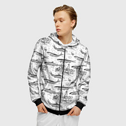 Толстовка 3D на молнии мужская Корюшка и рыбалка в Питере паттерн, цвет: 3D-черный — фото 2
