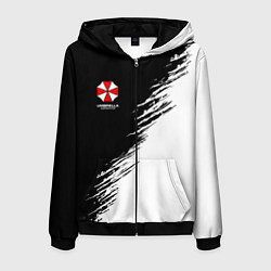 Толстовка 3D на молнии мужская Umbrella Corp - black and white, цвет: 3D-черный