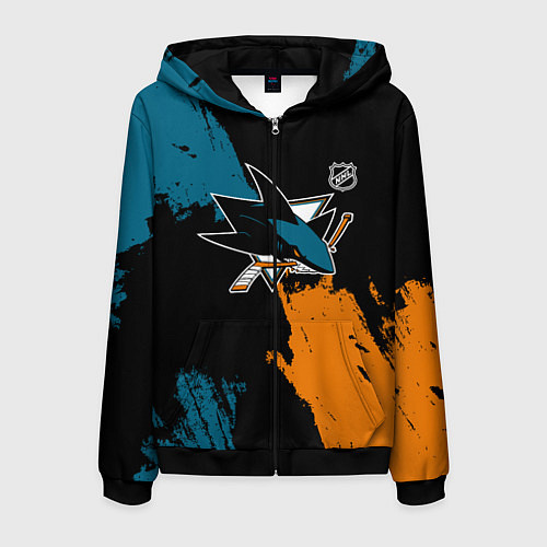 Мужская толстовка на молнии Сан Хосе Шаркс - два цвета / 3D-Черный – фото 1
