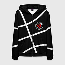 Толстовка 3D на молнии мужская Торонто Рэпторс - текстура мяча, цвет: 3D-черный