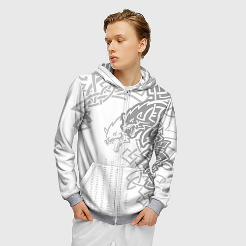 Мужская толстовка на молнии Волки спутники Одина / 3D-Меланж – фото 3