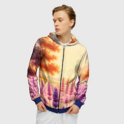 Толстовка 3D на молнии мужская Поле цветочное, цвет: 3D-синий — фото 2