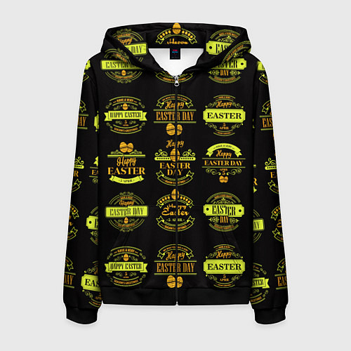 Мужская толстовка на молнии Easter holidays / 3D-Черный – фото 1