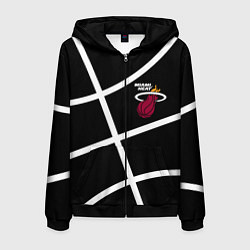 Толстовка 3D на молнии мужская Майами Хит - баскетбольный линии, цвет: 3D-черный