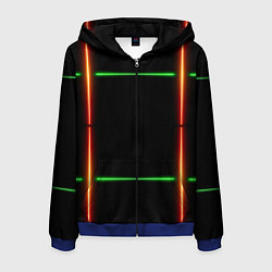 Мужская толстовка на молнии Color black green orange lines
