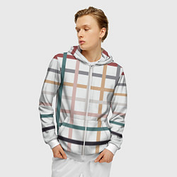 Толстовка 3D на молнии мужская Плетенка пастельная, цвет: 3D-белый — фото 2