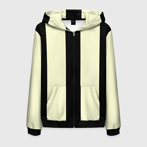 Мужская толстовка на молнии Color black beige line / 3D-Черный – фото 1