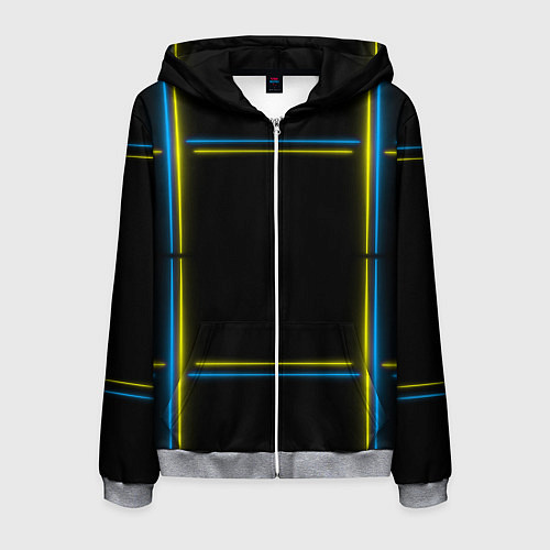 Мужская толстовка на молнии Neon yellow blue / 3D-Меланж – фото 1