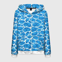 Толстовка 3D на молнии мужская Волновая рябь на поверхности воды паттерн, цвет: 3D-белый
