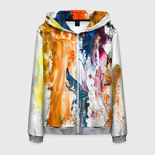 Мужская толстовка на молнии Разноцветные мазки кисти на палитре художника / 3D-Меланж – фото 1