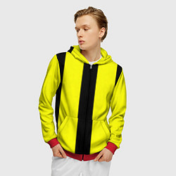 Толстовка 3D на молнии мужская Color yellow black line, цвет: 3D-красный — фото 2