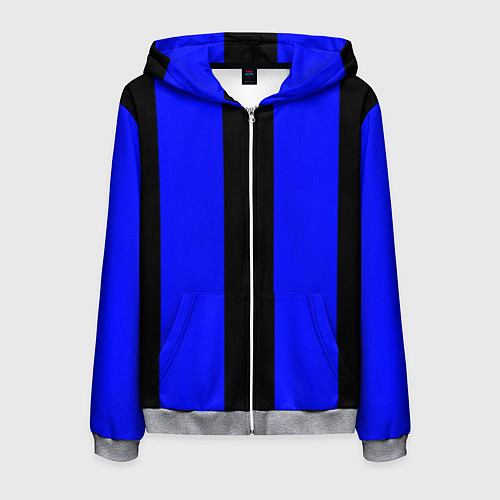 Мужская толстовка на молнии Color blue black stripes / 3D-Меланж – фото 1