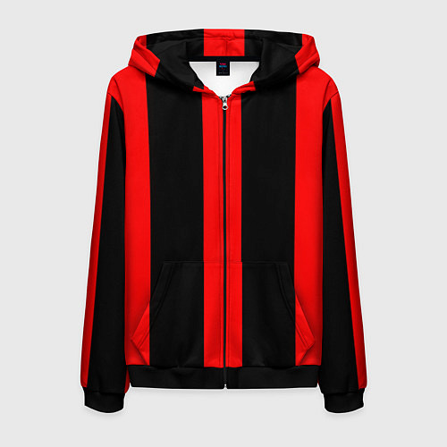 Мужская толстовка на молнии Color black red lines / 3D-Черный – фото 1