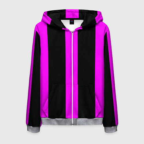 Мужская толстовка на молнии Color black pink lines / 3D-Меланж – фото 1