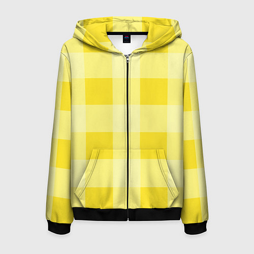 Мужская толстовка на молнии Солнечный желтый тартан / 3D-Черный – фото 1