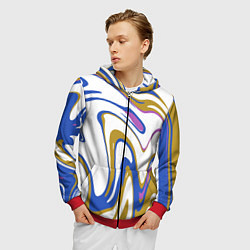Толстовка 3D на молнии мужская Цветные вихри, цвет: 3D-красный — фото 2