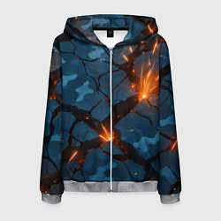 Толстовка 3D на молнии мужская Разлом камуфляжный плит, цвет: 3D-меланж