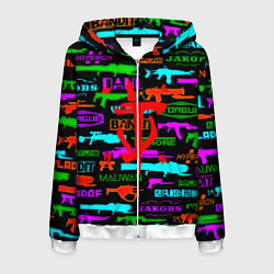 Толстовка 3D на молнии мужская Doom шутер паттерн, цвет: 3D-белый