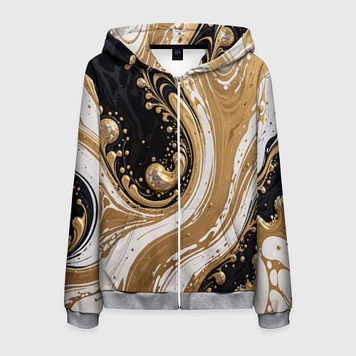 Мужская толстовка на молнии Черный агат и жидкое золото / 3D-Меланж – фото 1