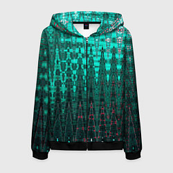 Толстовка 3D на молнии мужская Нефритовый зелёный абстракция, цвет: 3D-черный