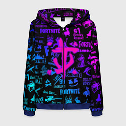 Толстовка 3D на молнии мужская Fortnite x doom neon logo, цвет: 3D-синий