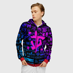 Толстовка 3D на молнии мужская Doom логотипы игр неон, цвет: 3D-красный — фото 2