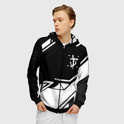 Толстовка 3D на молнии мужская Doom geometry black, цвет: 3D-черный — фото 2
