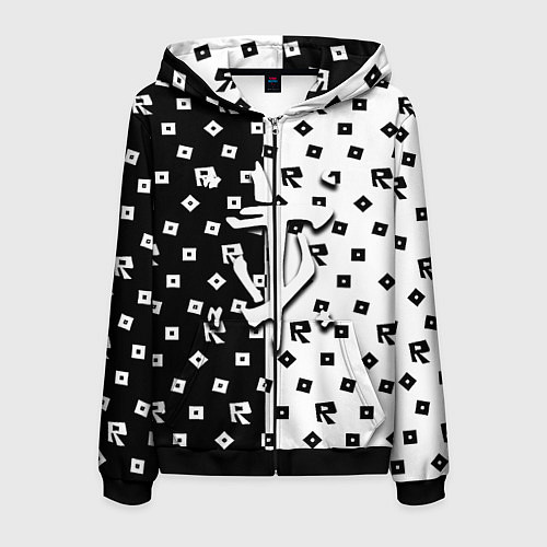 Мужская толстовка на молнии Doom x roblox pattern / 3D-Черный – фото 1