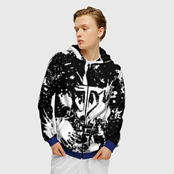 Толстовка 3D на молнии мужская Doom белые краски, цвет: 3D-синий — фото 2