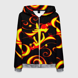 Толстовка 3D на молнии мужская Doom dragon steel fire, цвет: 3D-меланж