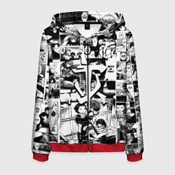 Толстовка 3D на молнии мужская Doom anime black, цвет: 3D-красный