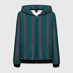 Толстовка 3D на молнии мужская Color dark cage pink stripes, цвет: 3D-черный