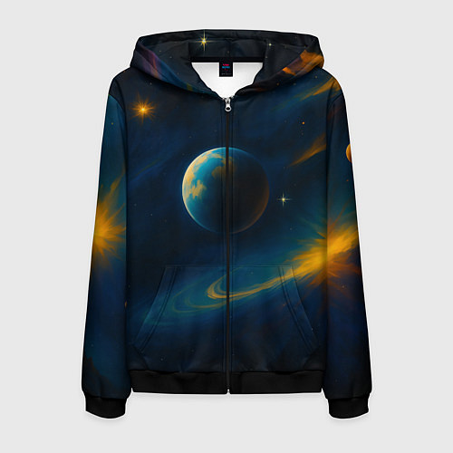 Мужская толстовка на молнии Пространство Вселенной / 3D-Черный – фото 1