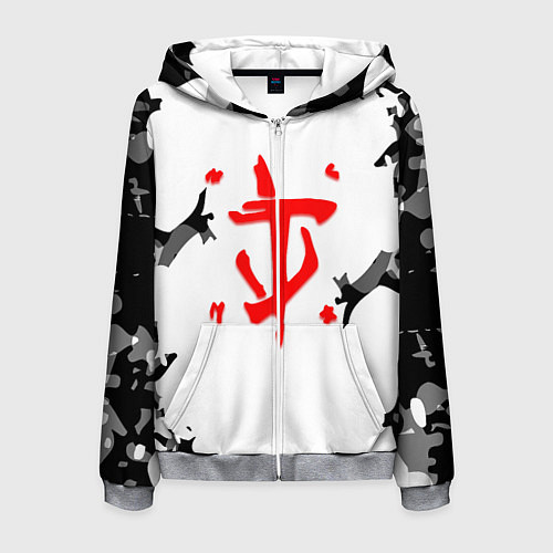 Мужская толстовка на молнии Doom лого камуфляж текстура / 3D-Меланж – фото 1