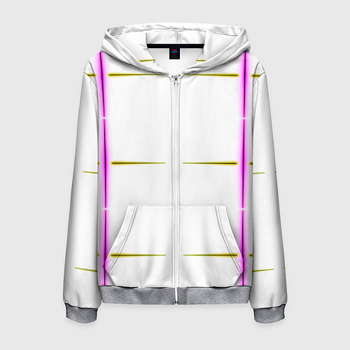 Мужская толстовка на молнии Color white pink yellow stripes / 3D-Меланж – фото 1