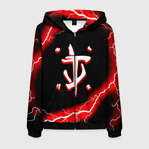 Мужская толстовка на молнии Doom красный шторм / 3D-Черный – фото 1