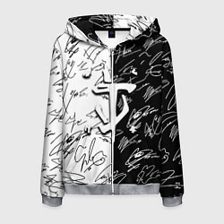 Толстовка 3D на молнии мужская Doom автографы, цвет: 3D-меланж