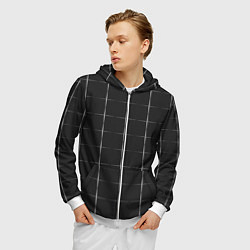 Толстовка 3D на молнии мужская Color grey white lines, цвет: 3D-белый — фото 2