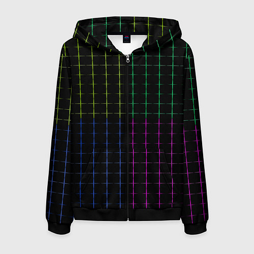 Мужская толстовка на молнии Color black multicolored stripes / 3D-Черный – фото 1