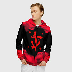 Толстовка 3D на молнии мужская Doom огненные краски, цвет: 3D-красный — фото 2