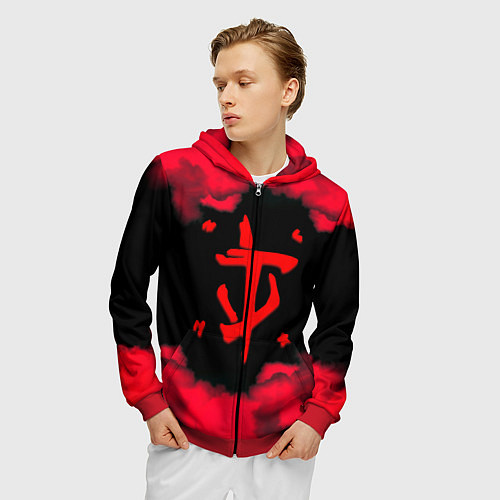 Мужская толстовка на молнии Doom огненные краски / 3D-Красный – фото 3